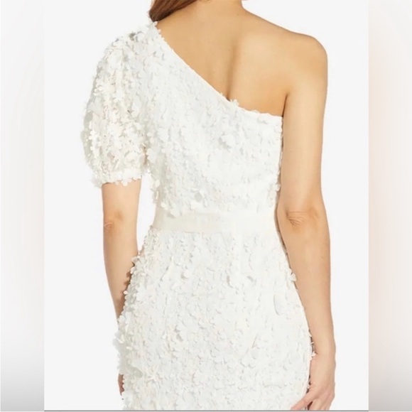 Adrianna Papell Embroidered 3D Floral Lace Single Sleeve Sheath Dress - Picture 3 of 9